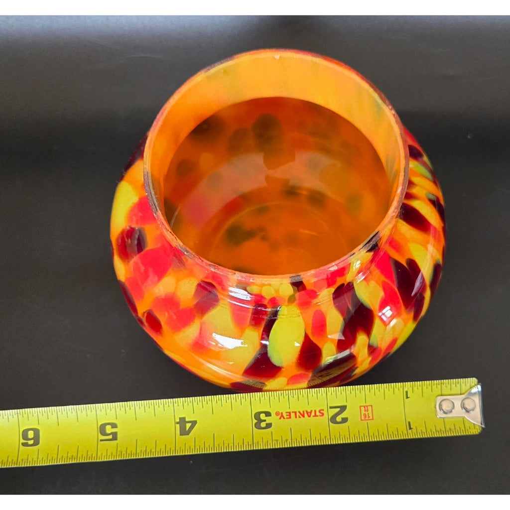 1930s Ernst Steinwald / Franz Tomschick Kralik Czech Orange, Yellow Splatter Glass Vase