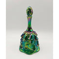 Fenton Green Carnival Glass Bell with Lillies, Like New