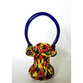Welz Basket Multicolored Red Yellow Cobalt, Splatter Glass Czech Glass 1915  7.5 in.