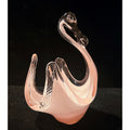 Granna Glass Pink Swan Figurine Textured Art Glass Elegant Centerpiece excellent cond.