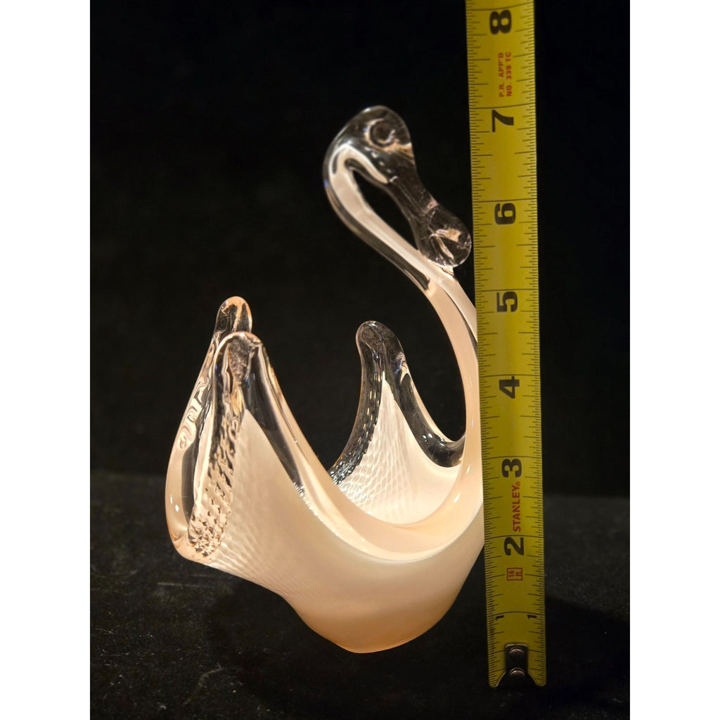 Granna Glass Pink Swan Figurine Textured Art Glass Elegant Centerpiece excellent cond.