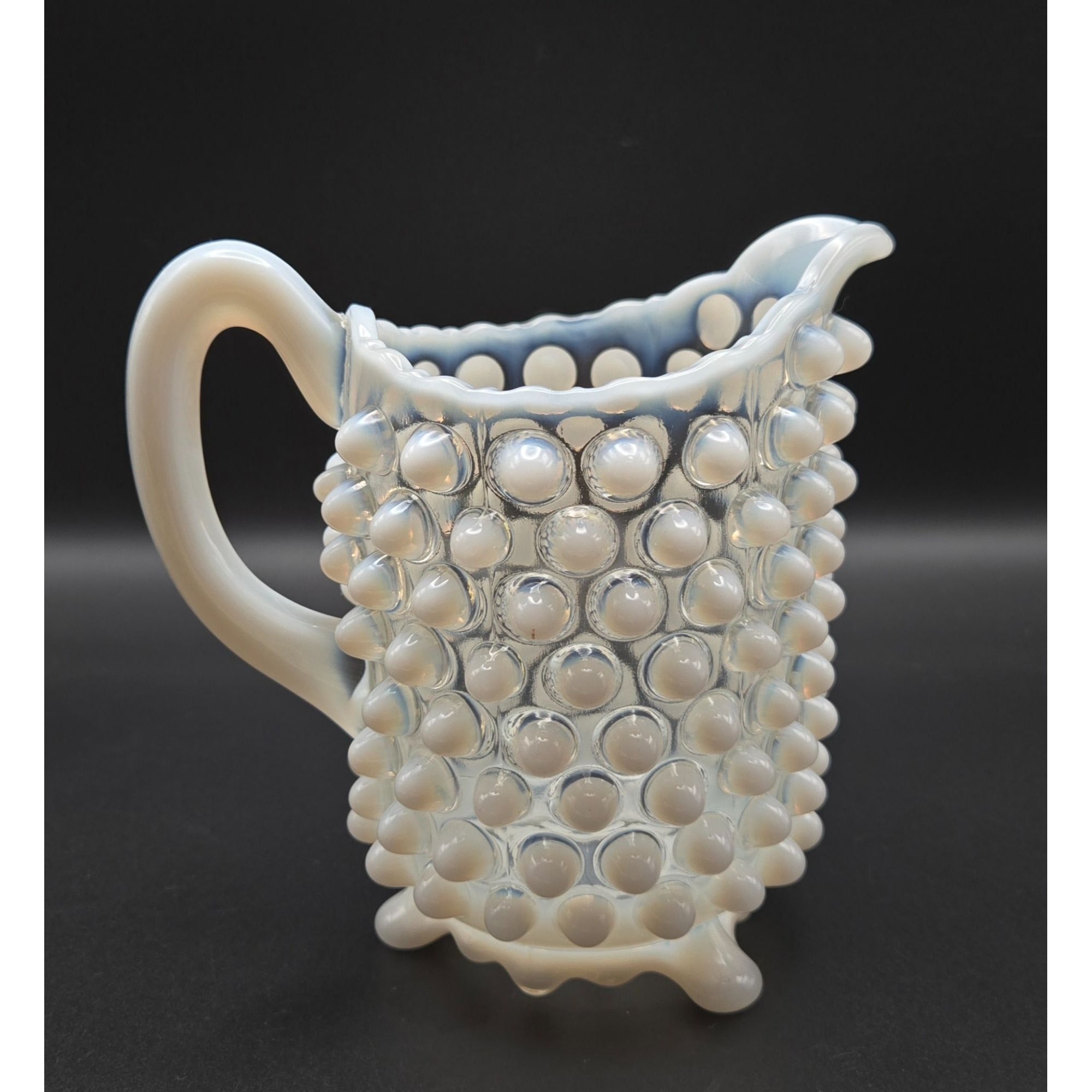 antique 1890s Beatty, A.J. and Sons #100 Opalescent Hobnail Pitcher, Creamer