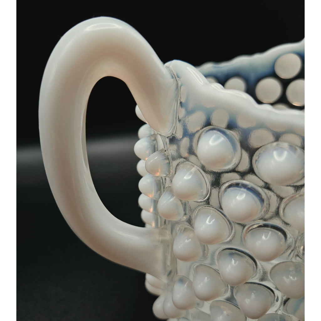antique 1890s Beatty, A.J. and Sons #100 Opalescent Hobnail Pitcher, Creamer