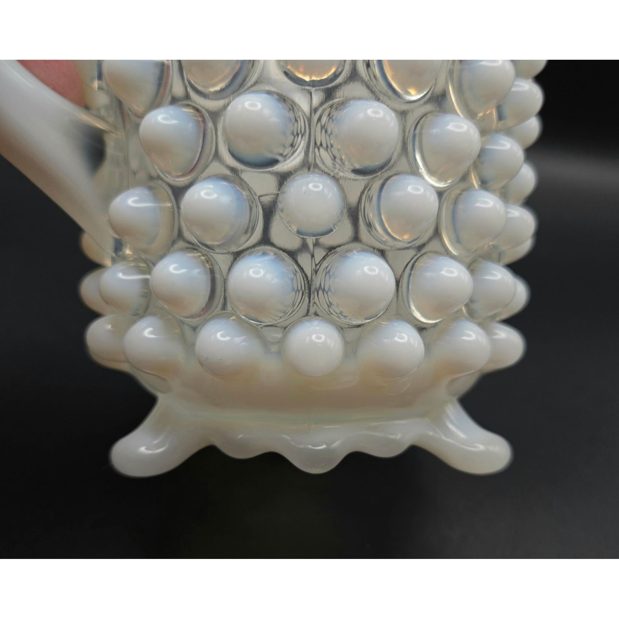 antique 1890s Beatty, A.J. and Sons #100 Opalescent Hobnail Pitcher, Creamer