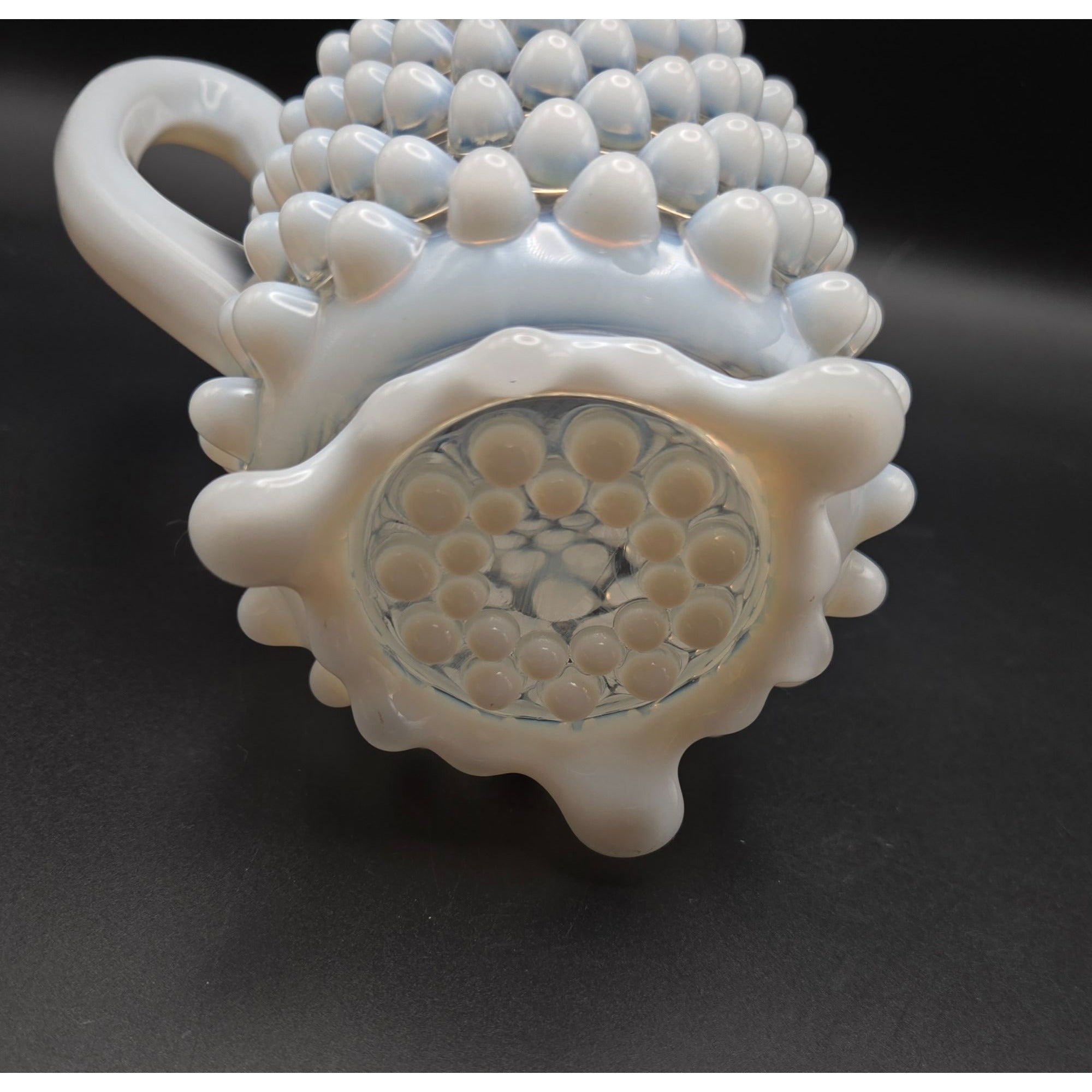 antique 1890s Beatty, A.J. and Sons #100 Opalescent Hobnail Pitcher, Creamer