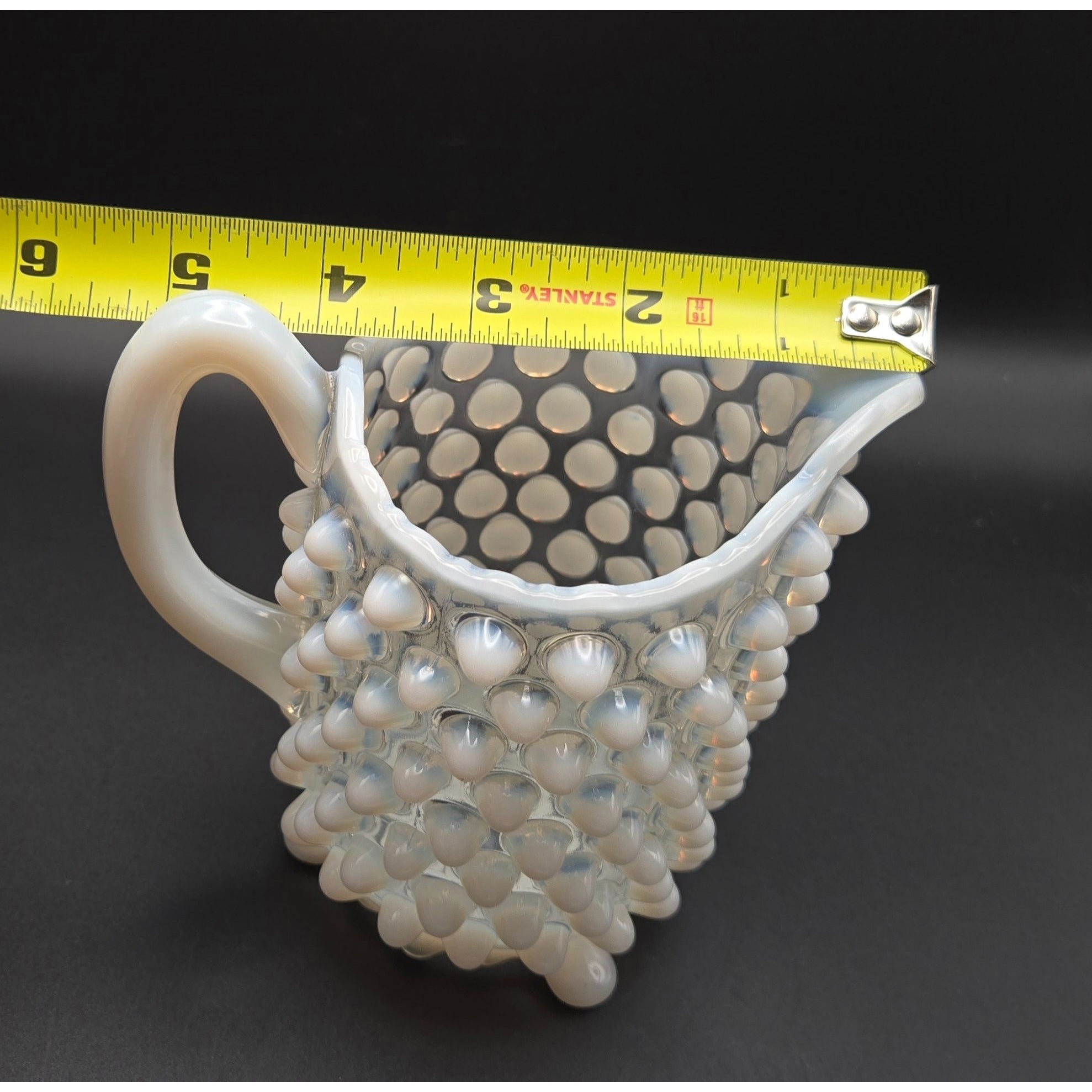antique 1890s Beatty, A.J. and Sons #100 Opalescent Hobnail Pitcher, Creamer