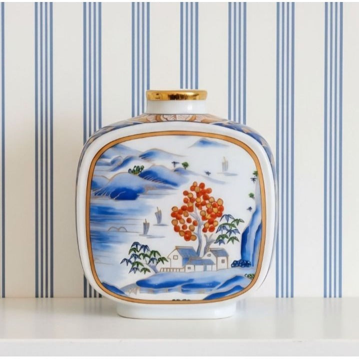 Hand-Painted Otagiri Japanese Porcelain Vase Scenic Design