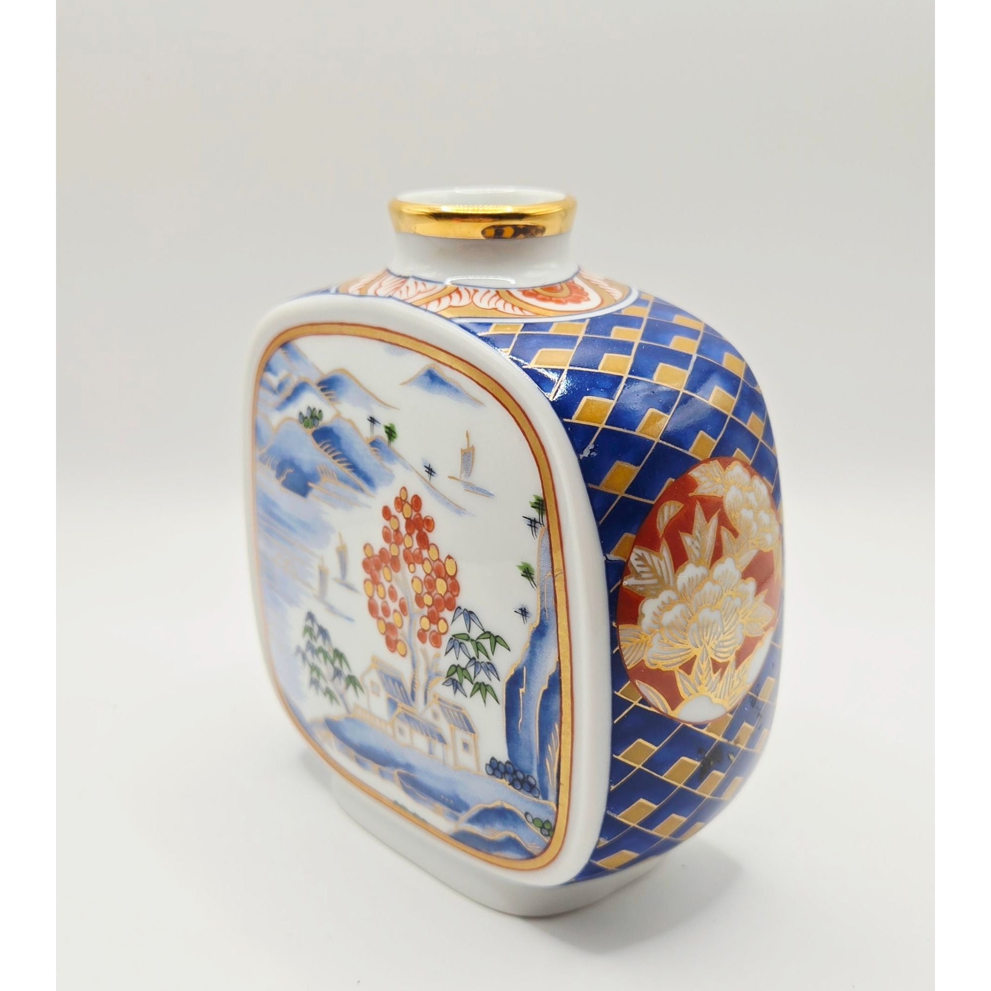 Hand-Painted Otagiri Japanese Porcelain Vase Scenic Design