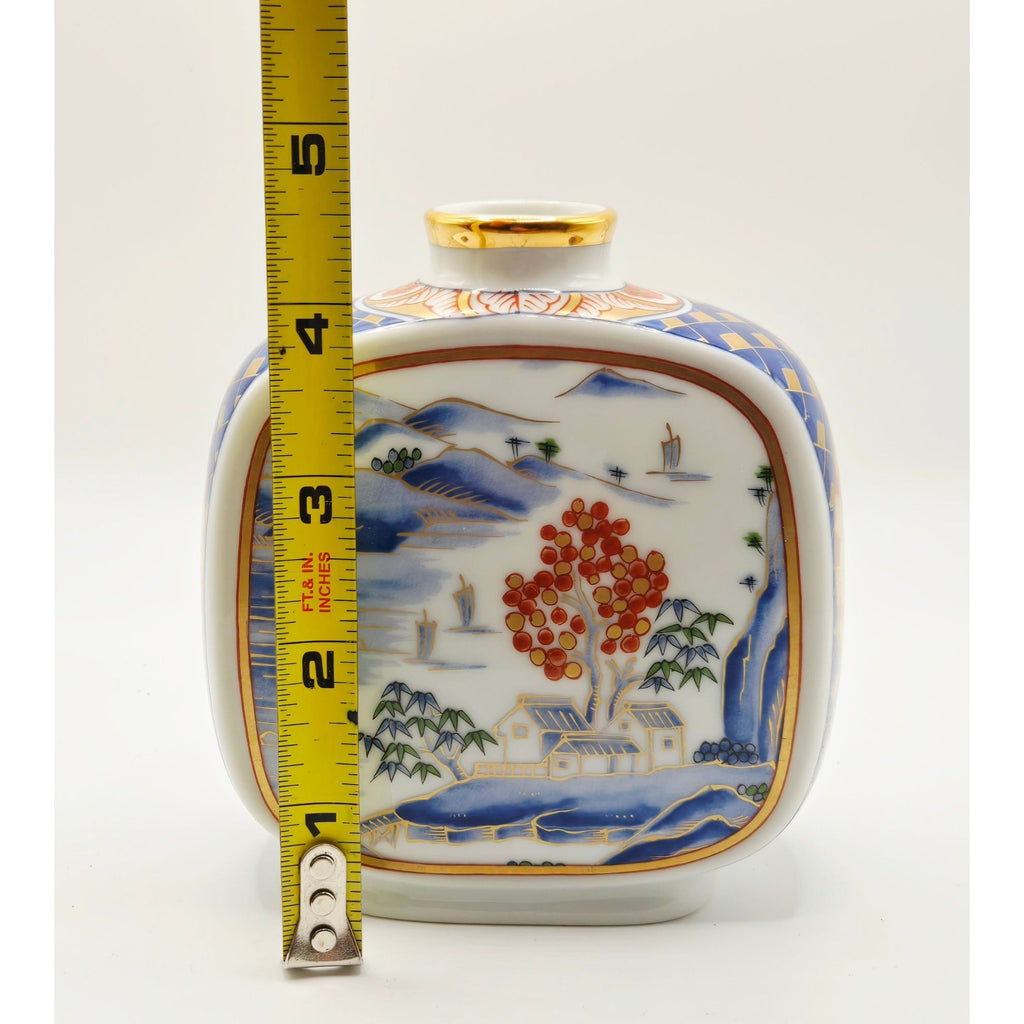 Hand-Painted Otagiri Japanese Porcelain Vase Scenic Design
