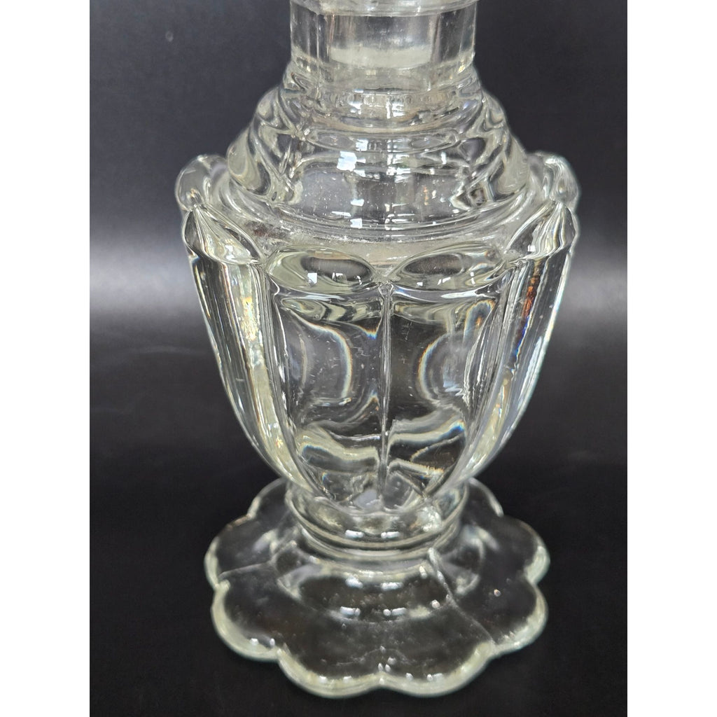 Art Deco Czech Glass Perfume Bottle w/ Large Fan Shaped Stopper  8"