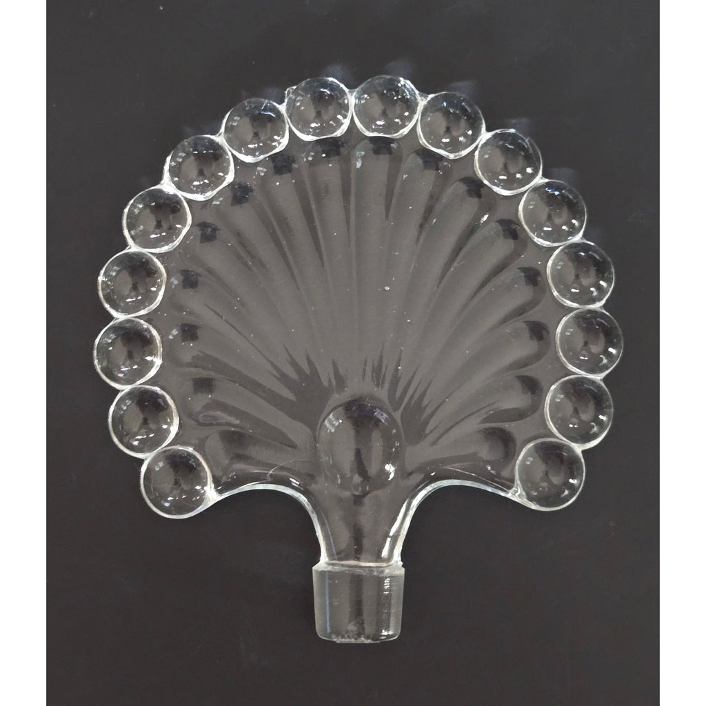 Art Deco Czech Glass Perfume Bottle w/ Large Fan Shaped Stopper  8"