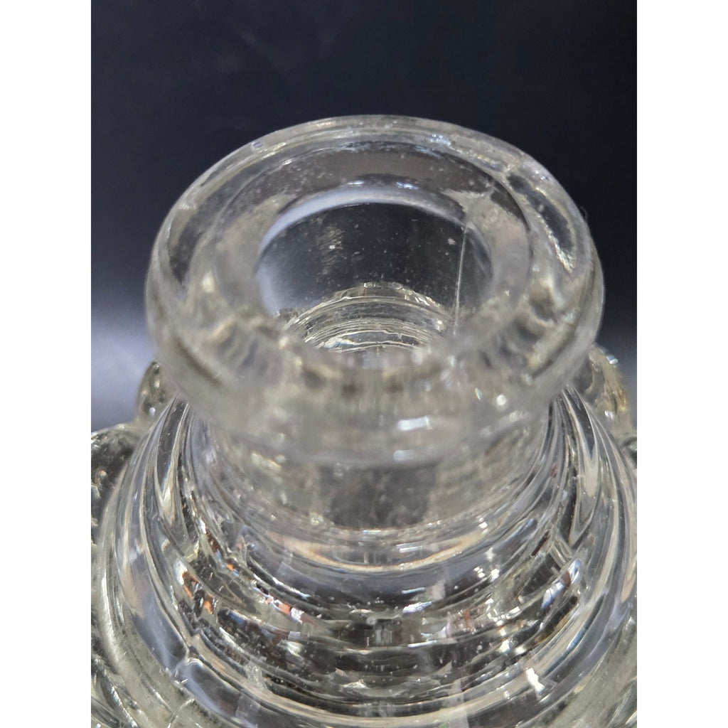 Art Deco Czech Glass Perfume Bottle w/ Large Fan Shaped Stopper  8"