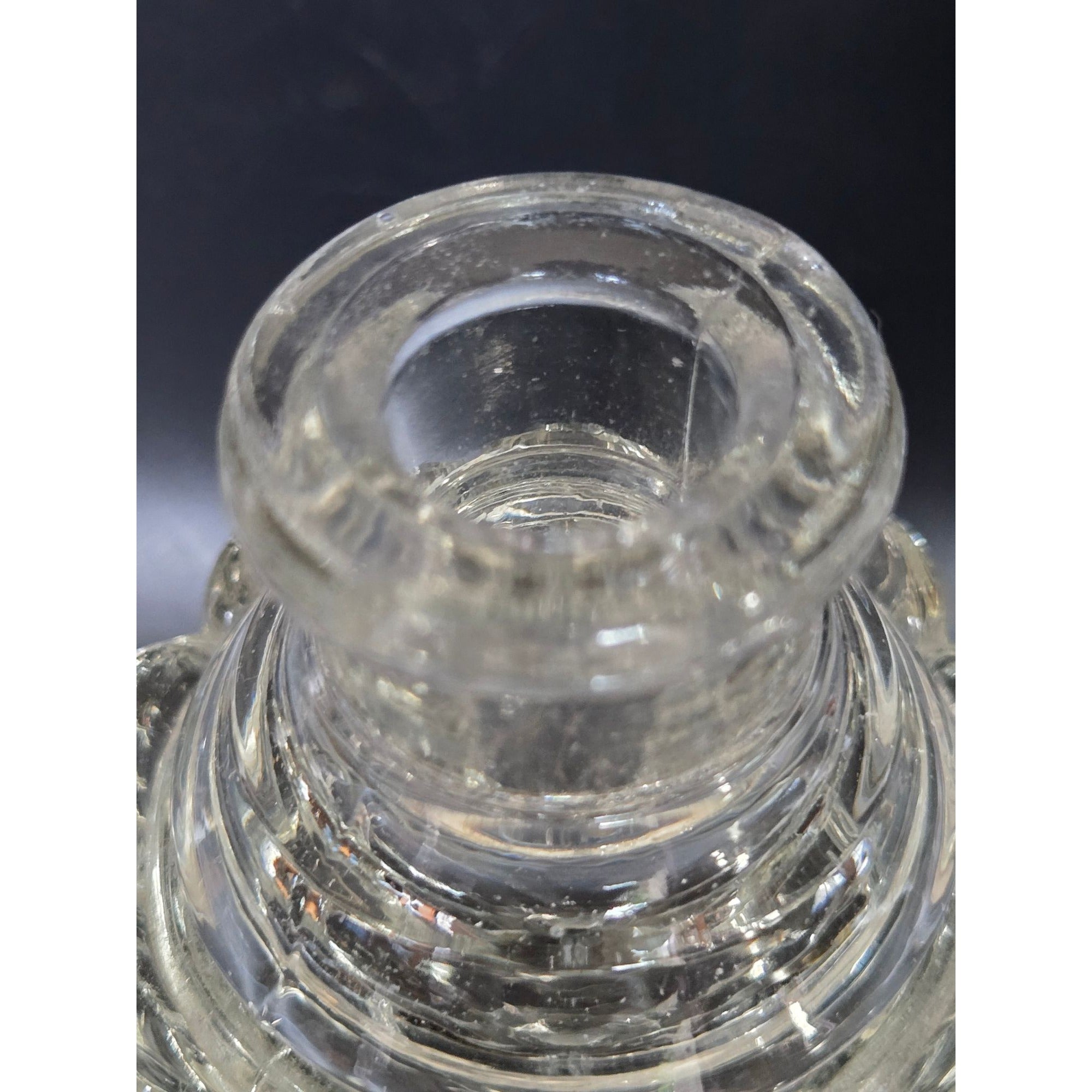 Art Deco Czech Glass Perfume Bottle w/ Large Fan Shaped Stopper  8"