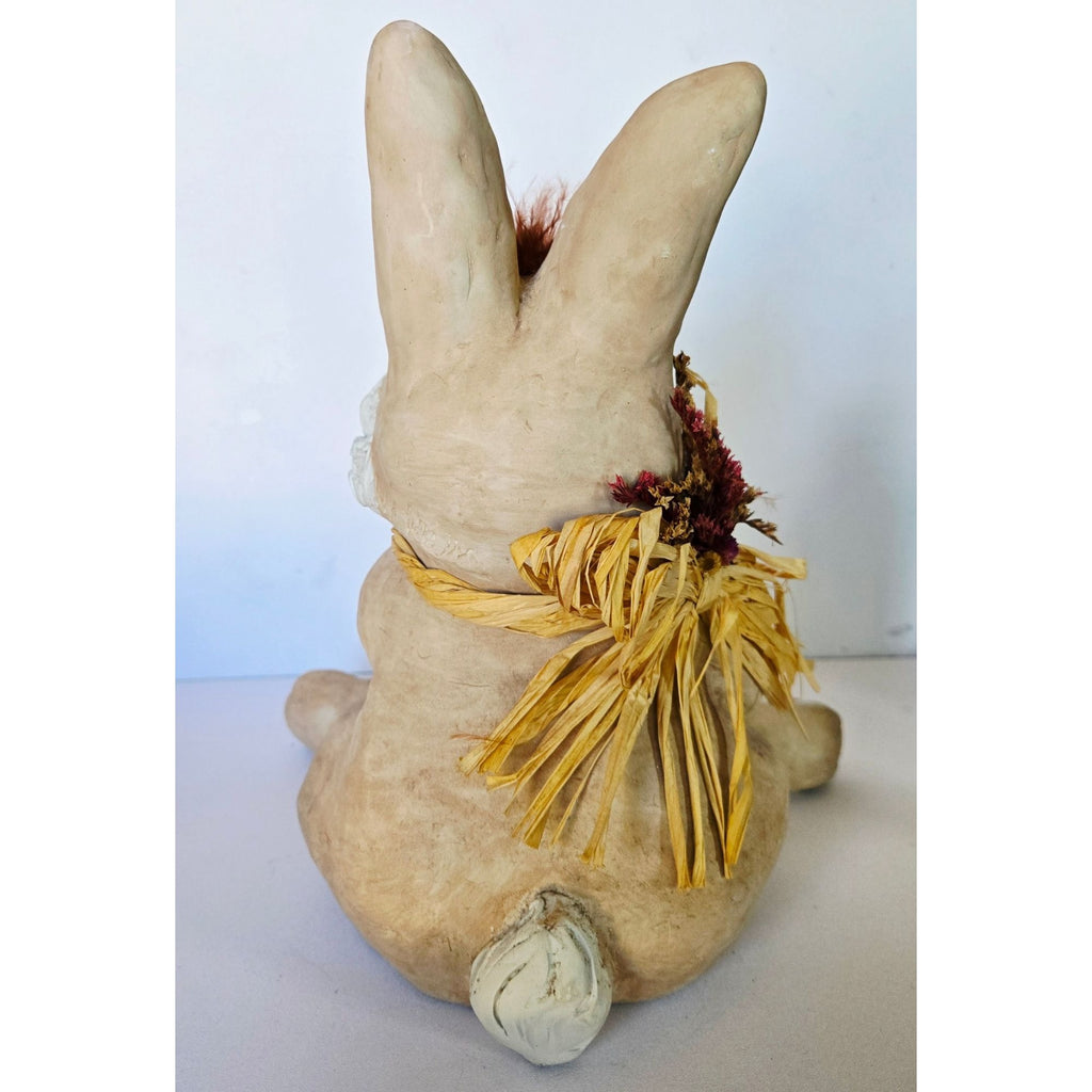 10" Dreamsicles Art Bunny Rabbit Figure With Floral Bow 1996 Signed by Artist, HEAVY