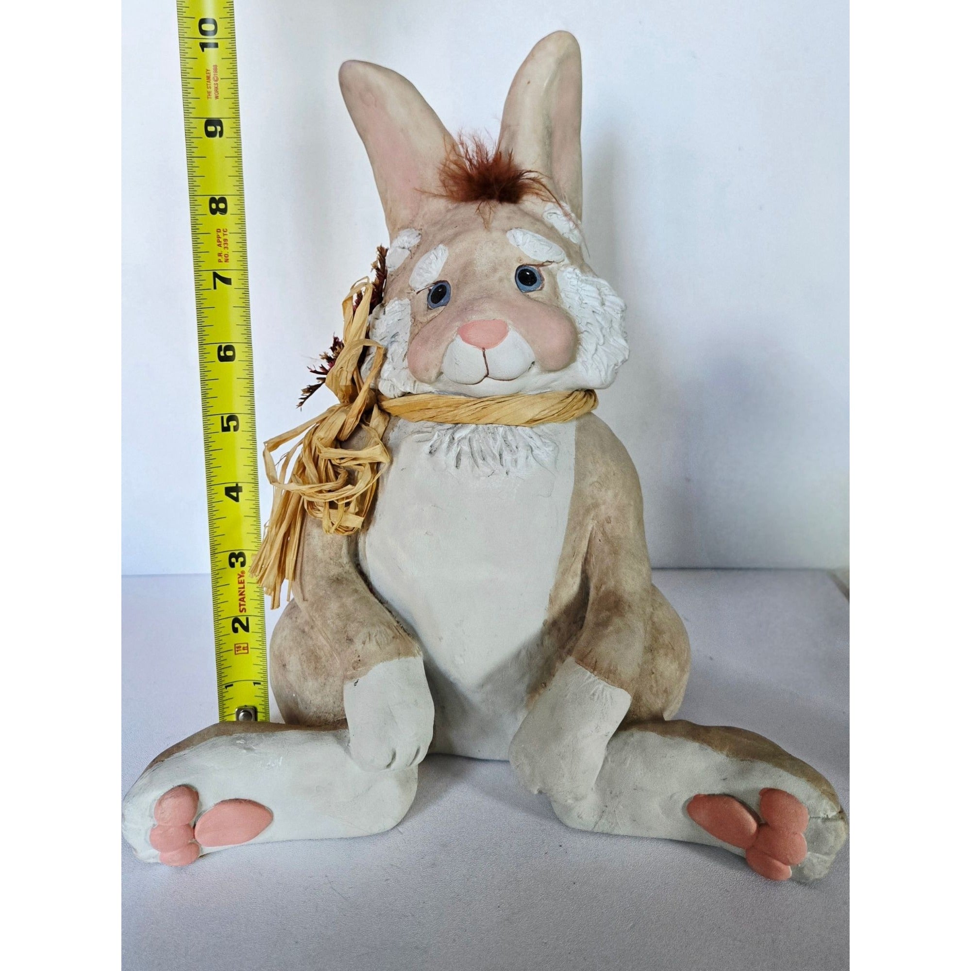 10" Dreamsicles Art Bunny Rabbit Figure With Floral Bow 1996 Signed by Artist, HEAVY