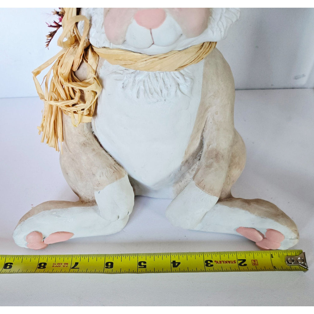 10" Dreamsicles Art Bunny Rabbit Figure With Floral Bow 1996 Signed by Artist, HEAVY