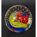 Caithness Scotland Multicolor Art Glass Paperweight With Controlled Bubbles & Swirls