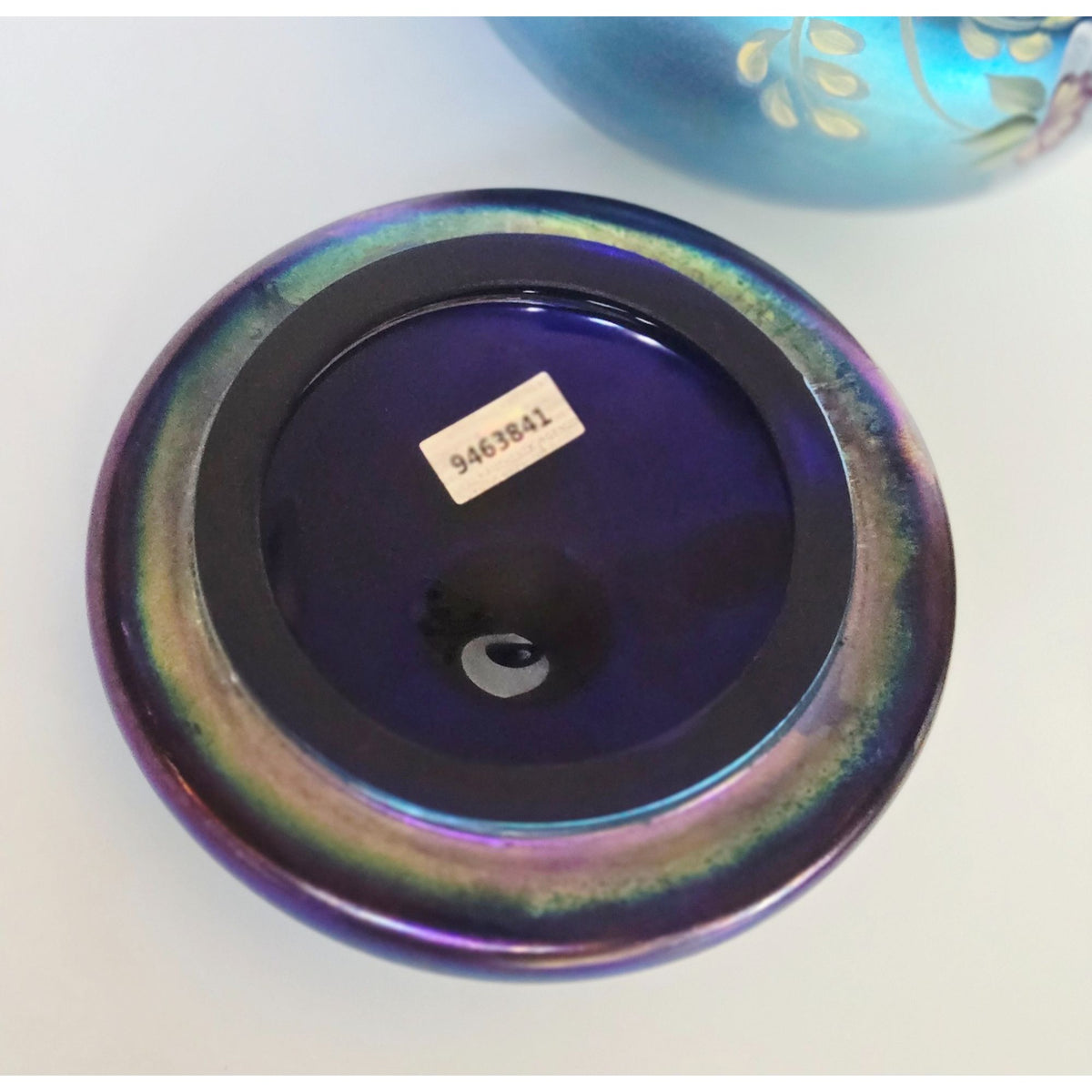 Fenton Glass Favrene Puff Box Honor Collection Cobalt Hand Painted, Signed Numbered 415