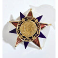 Coro Corocraft Brooch Star Coin Shape Purple, Copper Enamel Brooch