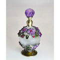 Purple Glass Perfume Bottle With Floral brass ormolu red crystals