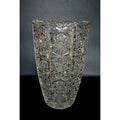 Vintage Queens Lace Bohemian Crystal Cut Glass Vase With Starburst Designs & Scalloped Rim