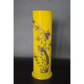 Czech Glass Yellow and Silver bird floral, Tango vase circa 1930s. Great Condition 10 in