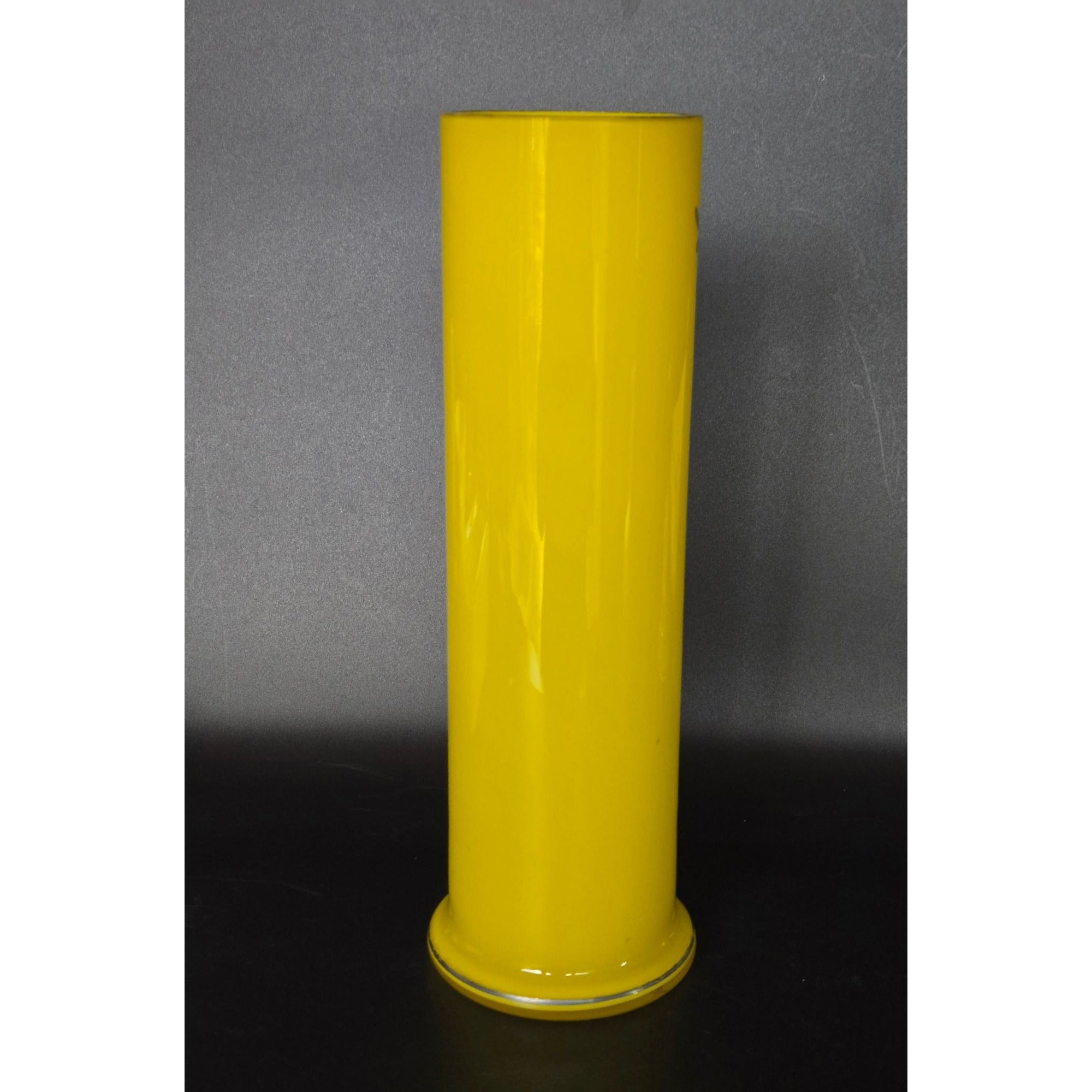 Czech Glass Yellow and Silver bird floral, Tango vase circa 1930s. Great Condition 10 in