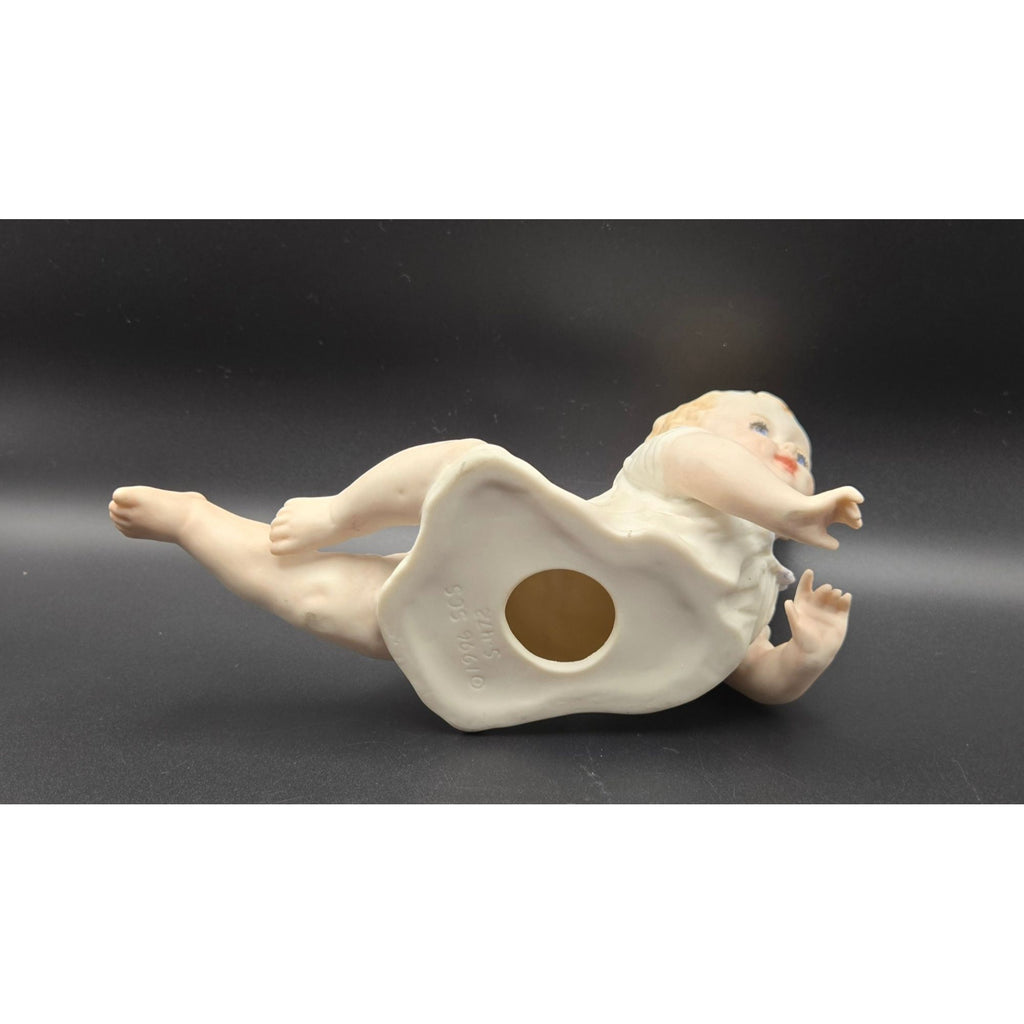 Porcelain Baby Piano Baby Figurine Vintage 1996 SCS Mark