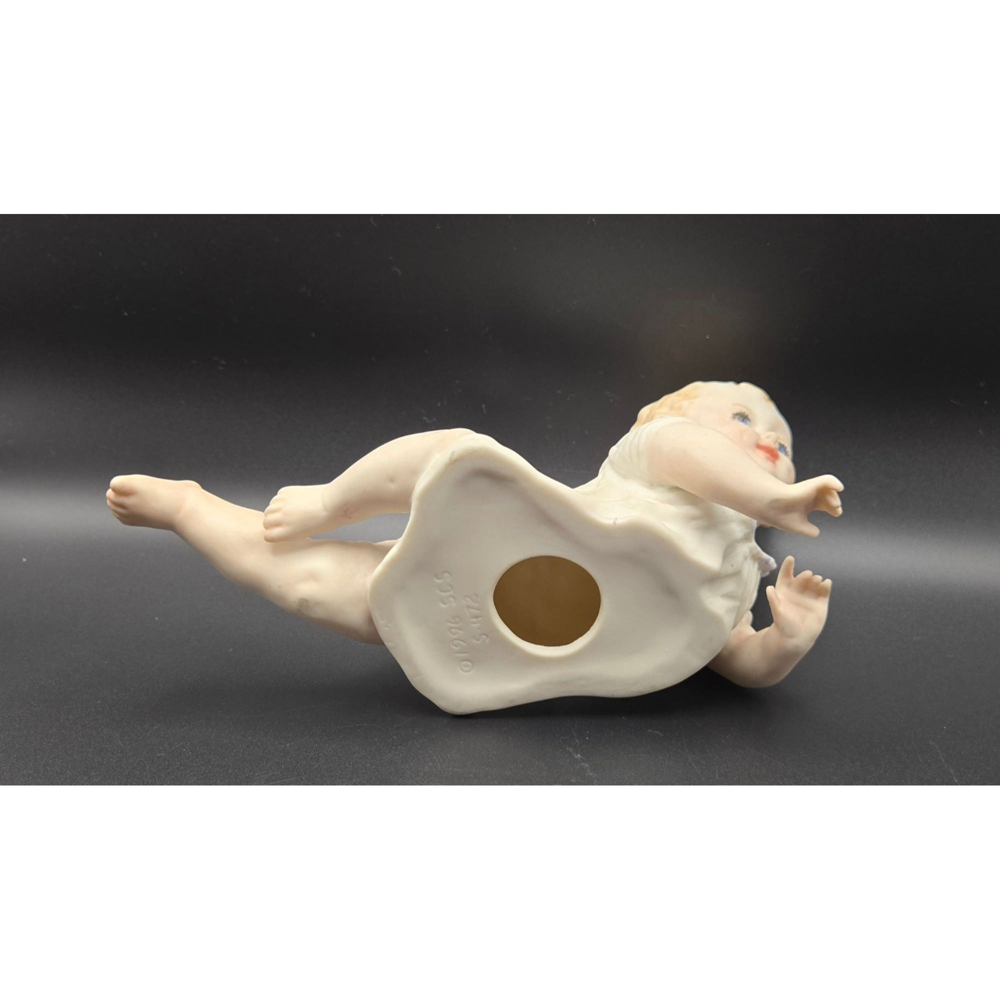 Porcelain Baby Piano Baby Figurine Vintage 1996 SCS Mark