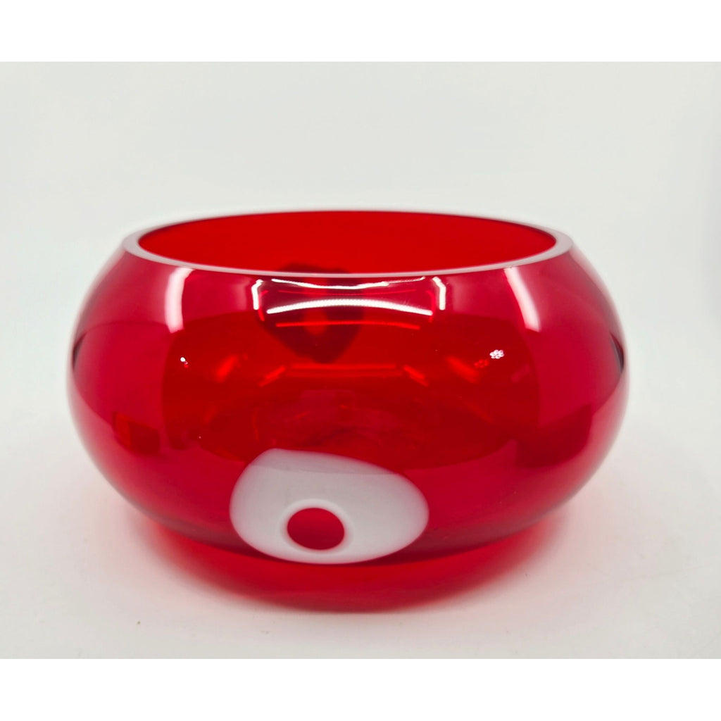 La Murrina Polifemo Murano Red Handblown Art Glass Bowl w/ Decorative Eye Design