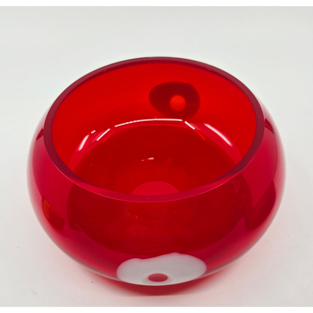 La Murrina Polifemo Murano Red Handblown Art Glass Bowl w/ Decorative Eye Design