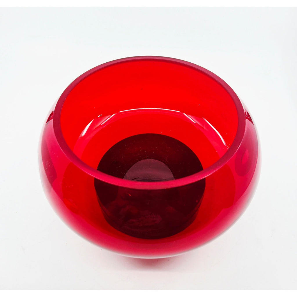 La Murrina Polifemo Murano Red Handblown Art Glass Bowl w/ Decorative Eye Design