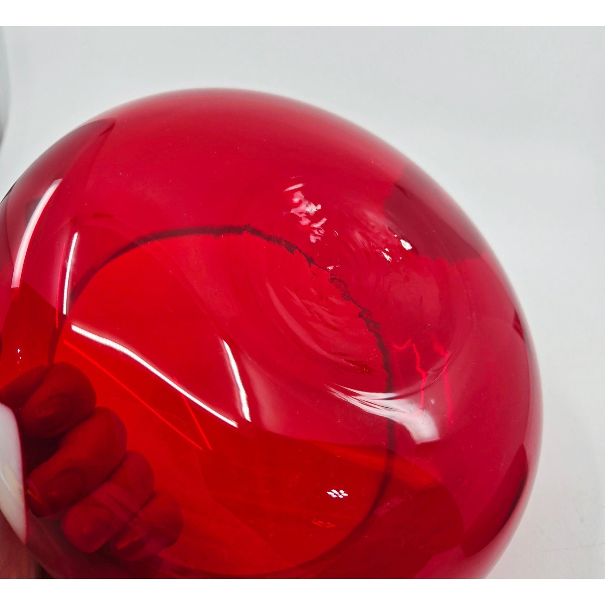 La Murrina Polifemo Murano Red Handblown Art Glass Bowl w/ Decorative Eye Design