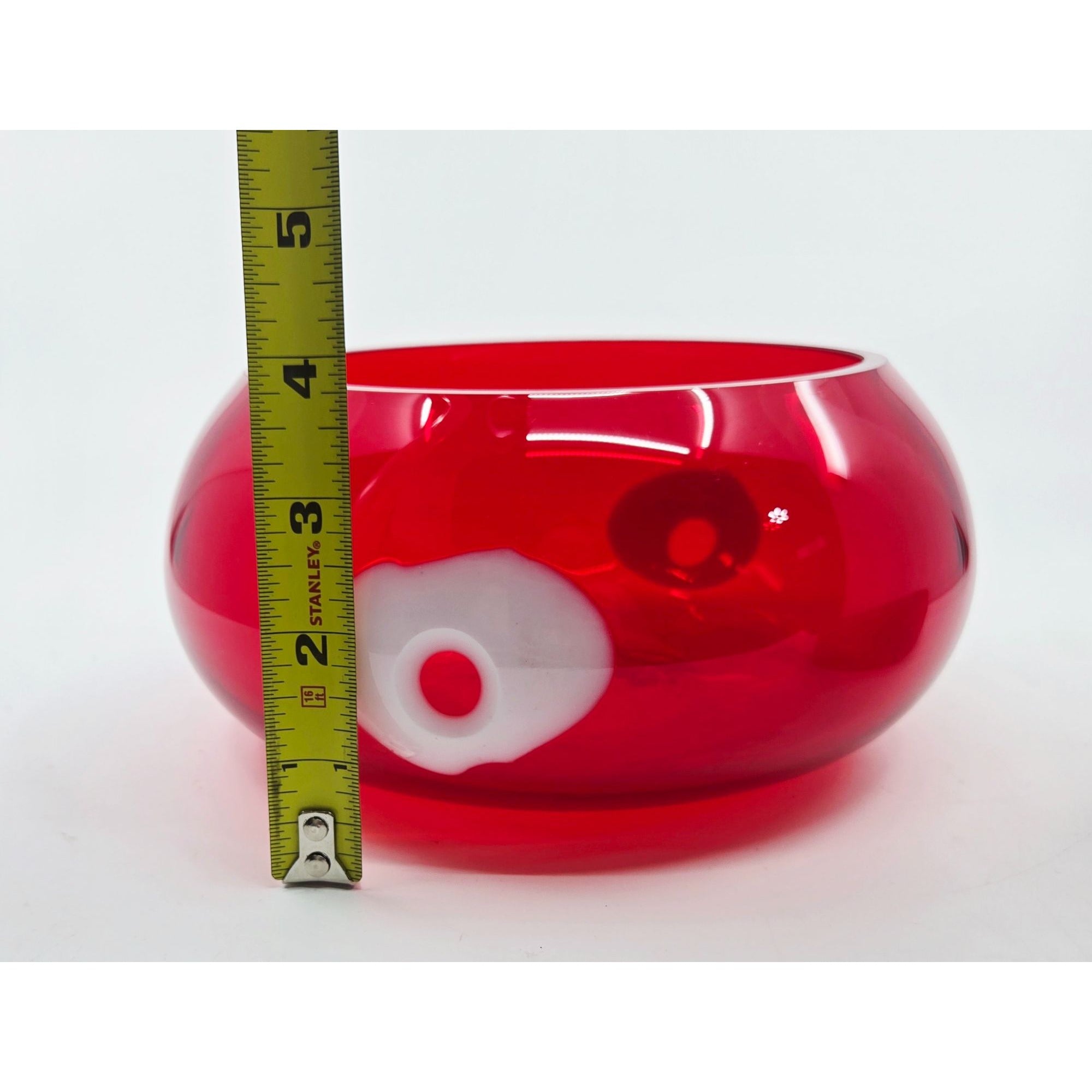 La Murrina Polifemo Murano Red Handblown Art Glass Bowl w/ Decorative Eye Design