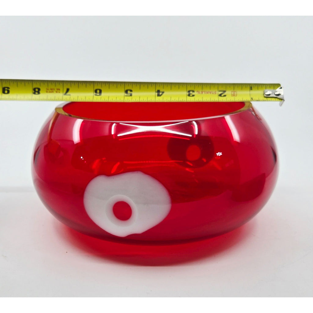 La Murrina Polifemo Murano Red Handblown Art Glass Bowl w/ Decorative Eye Design