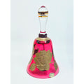 Bohemian Hand-Painted Ruby Red Glass Bell With Gold Floral Design Collectible Home Decor Accent
