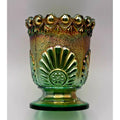 ANTIQUE EAPG Westmorland Shell and Jewel Green carnival Glass Sugar Bowl, No Lid