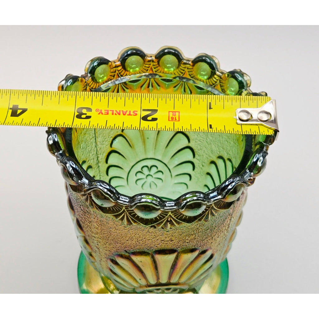 ANTIQUE EAPG Westmorland Shell and Jewel Green carnival Glass Sugar Bowl, No Lid