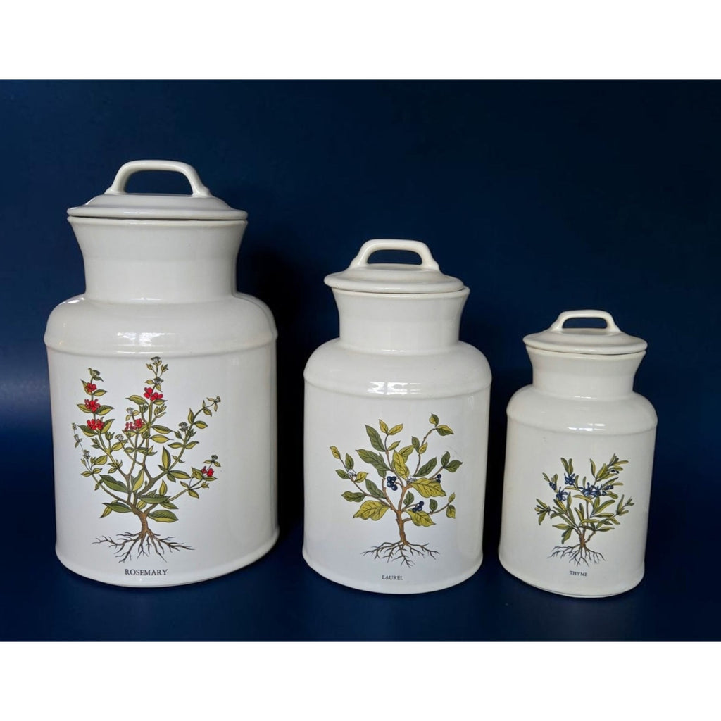MCCOY Milk Jug Canister Set - Rosemary Laurel Thyme herb theme - floral Kitchen Storage With Lids