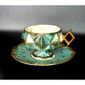 Royal Halsey Vintage Teal & Gold China Geometric Teacup, Iridescent