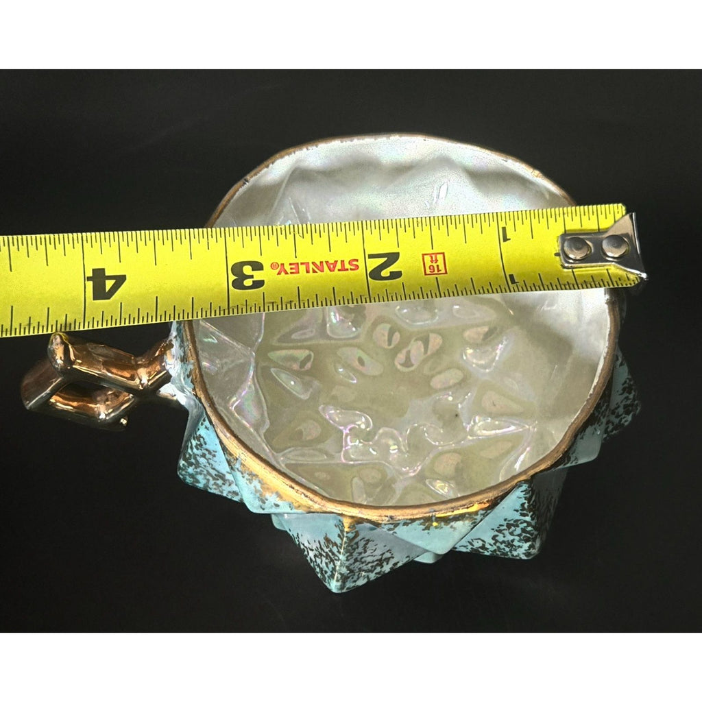 Royal Halsey Vintage Teal & Gold China Geometric Teacup, Iridescent
