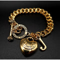 Juicy Couture Heart Toggle Bracelet with Initial and Rhinestones