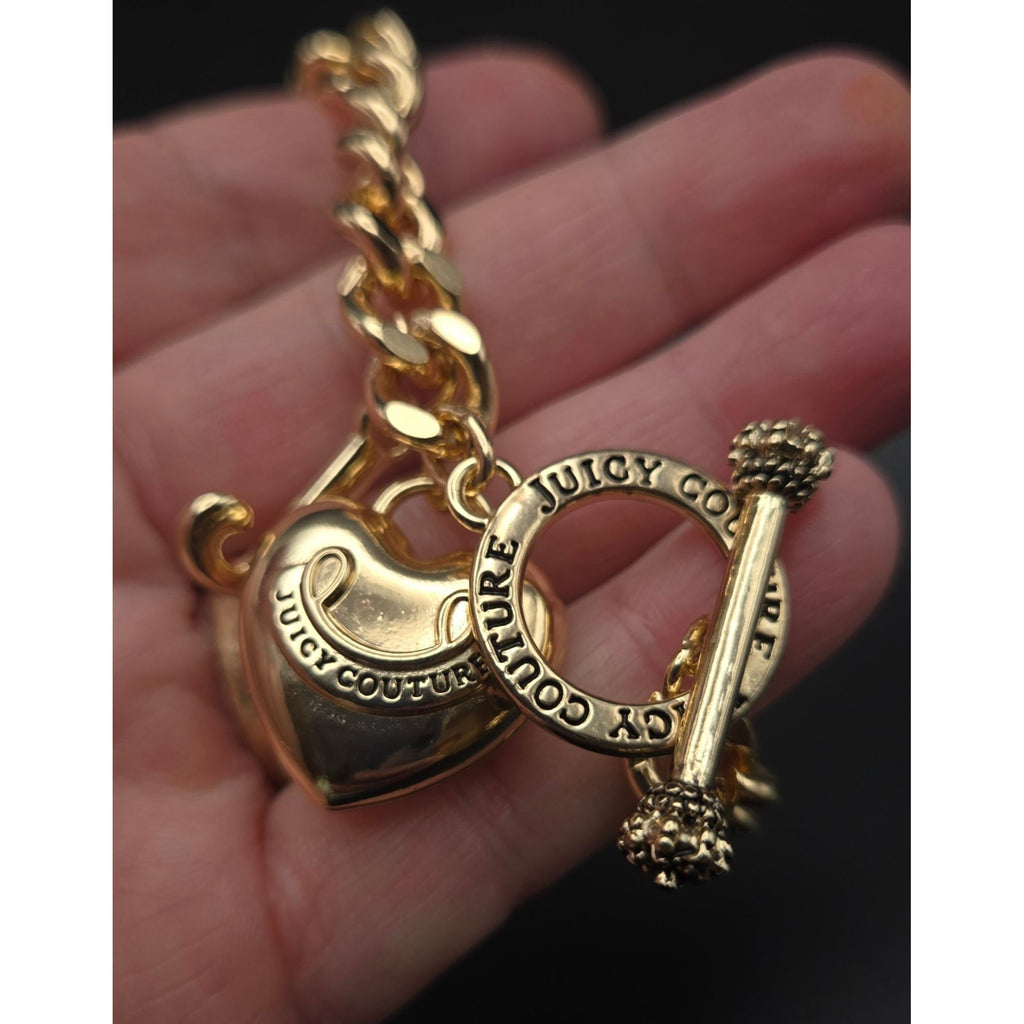 Juicy Couture Heart Toggle Bracelet with Initial and Rhinestones