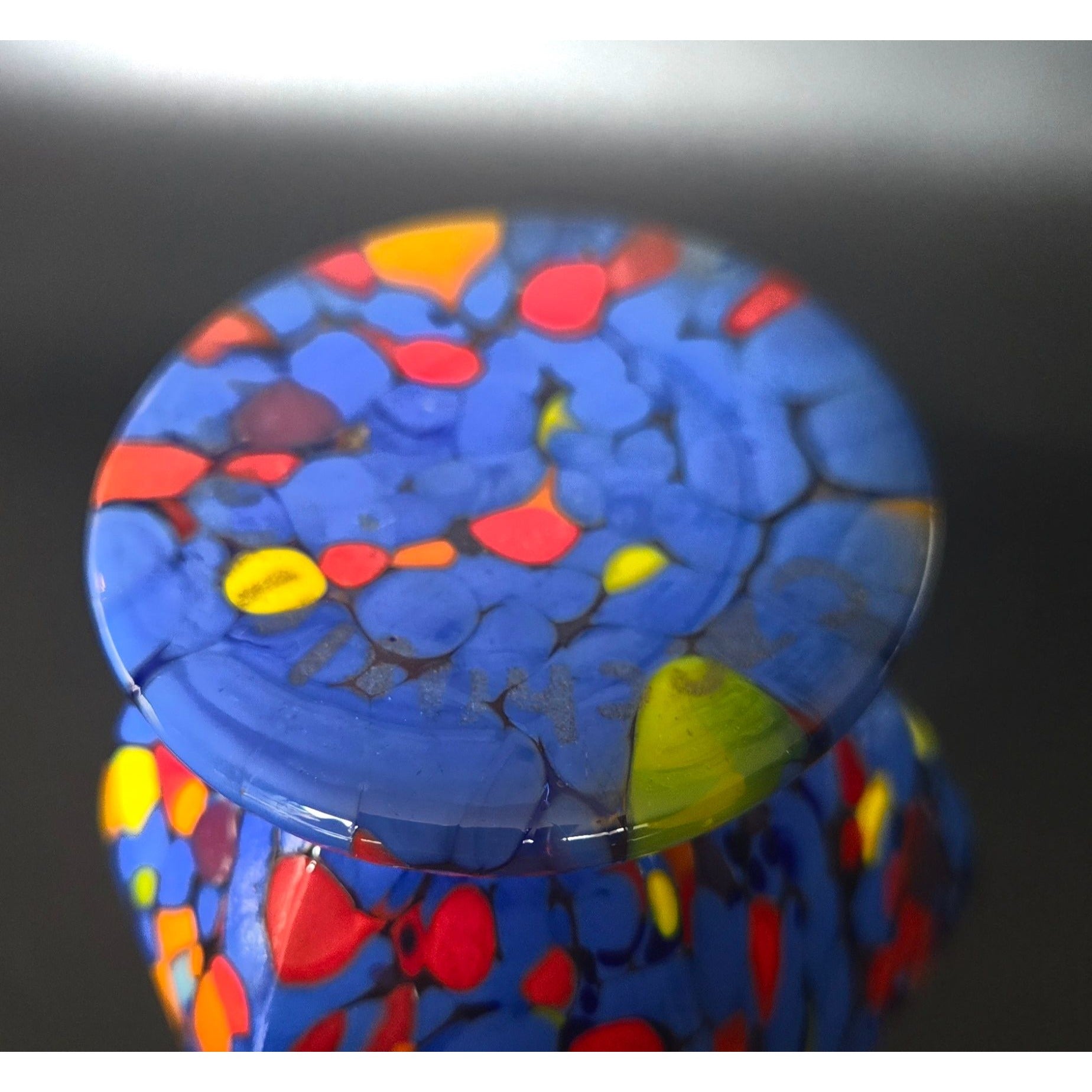 CZECH Art Glass Vase Handblown Multicolor Spotted Design Decorative Collectible