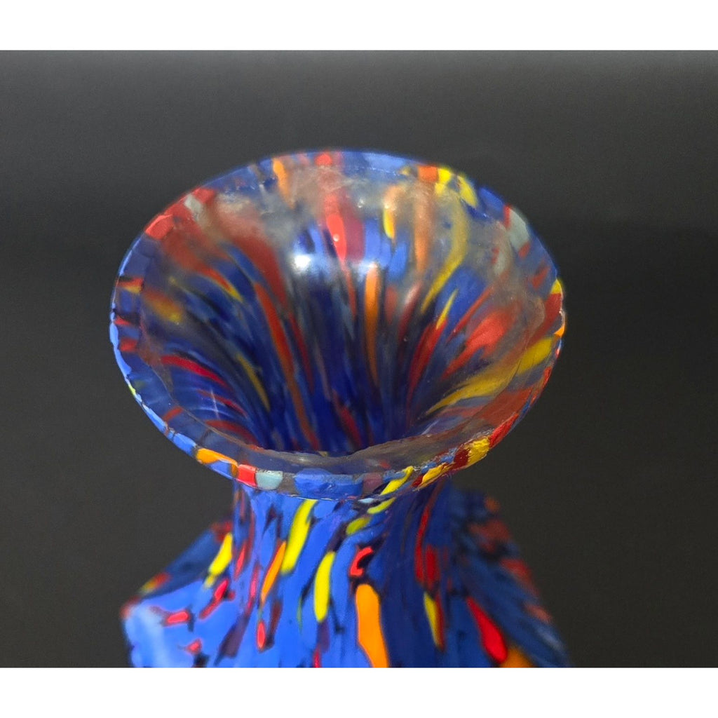 CZECH Art Glass Vase Handblown Multicolor Spotted Design Decorative Collectible