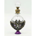 Vintage Glass Butterfly Glass Ormolu Perfume Bottle With Crystal Accents & Bronze Details