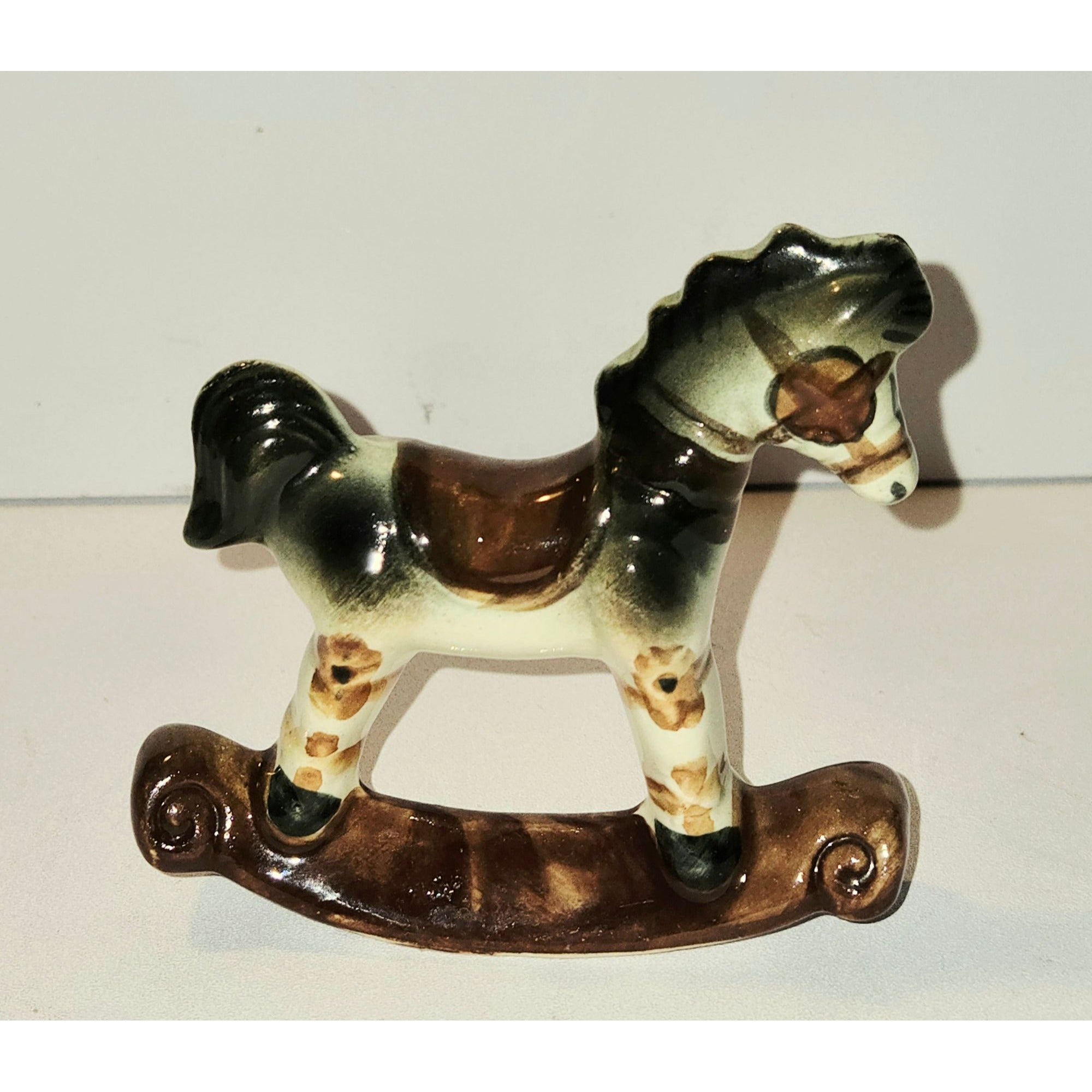 Precious Vintage Pottery Rocking Horse, Earth tones