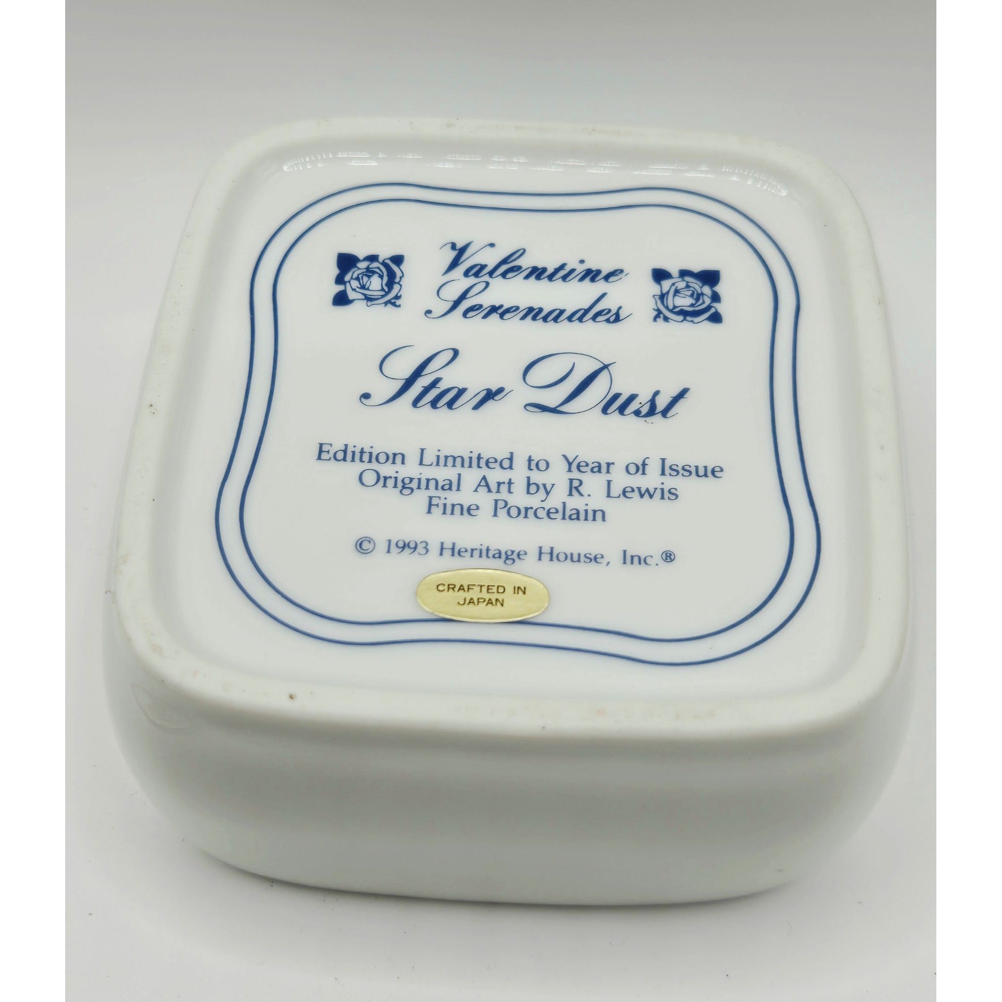 Serenades Star Dust Porcelain Music Box By Heritage House 1993 Cottage & Doves Design Limited Edition