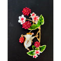 Mouse & Berry Enamel Floral Brooch Pin With Gold-Tone 2.5"