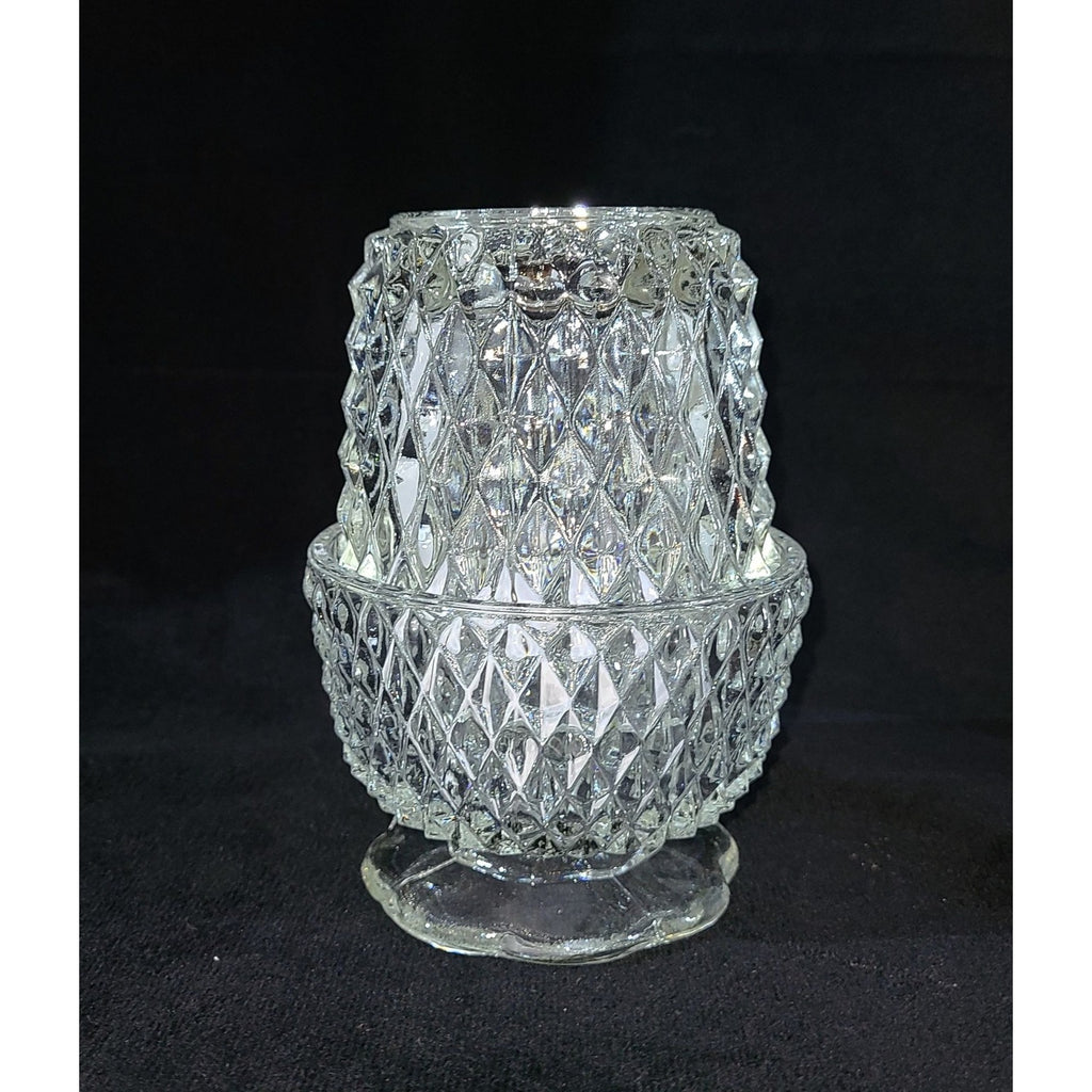 Vintage Indiana Glass Diamond Point Fairy Lamp, Angel Light, Votive Candle Lamp,